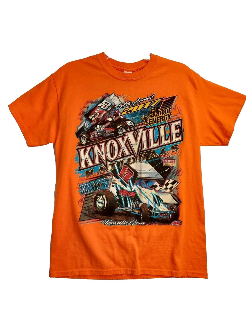 2017 57th ANNUAL KNOXVILLE NATIONALS Sprint Car Event T-shirt Medium. ORANGE